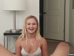 Blond, Sperma shot, Schattig, Lul, Handbeurt, Natuurlijke tieten, Gezichtspunt, Tiener