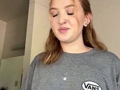 素人, カワイイ, ヒール, 赤毛, 一人, ティーン, オッパイの, ウェブカメラ