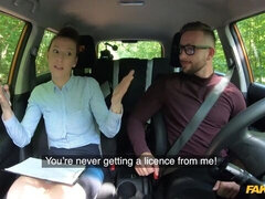 デカパイ, ブロンド, 車, バック, 手コキする, なめる, オマンコ, スカート