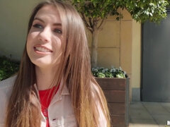 素人, アメリカ人, 美女, 茶髪の, チン, アウトドア, 公共, オッパイの