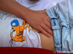 18, デカ尻, フェラチオ, 大学生, ロシア人, ティーン, 三人, オッパイの