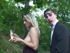 A blonde is offered a lot of cash to fuck in the park in public