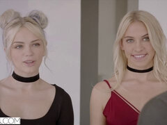 Blond, Pijpbeurt, Schattig, Hondjeshouding, Handbeurt, Mager, Tiener, Trio