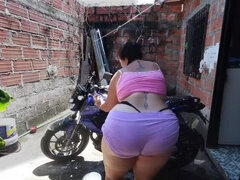 Lexly_16 and Magoculionero: My Neighbor Washes My Motorcycle Then Gives Me a Blowjob and Fucks Me Doggystyle