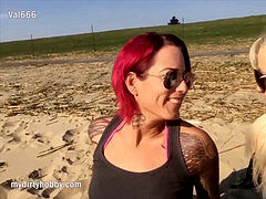 Amateur, Plage, Femelle, Masturbation, Orgasme, Pov, Public, Rousse roux