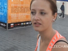 Cute chick feels a pretty massive penis deep in her tight crack