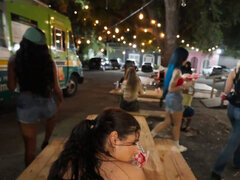 Mamada, Morena, Natural, Al aire libre, Público