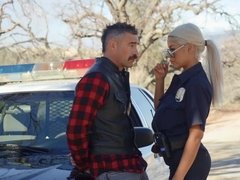 Police officer Bridgette B takes out her sexual frustration on perpetrator