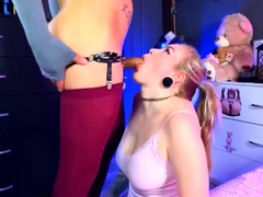 ブロンド, レズビアン, オマンコ, ストッキング, ペニスバンド, おもちゃ, ウェブカメラ