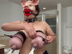 Enthousiasteling, Bondage discipline sadomasochisme, Dominatie, Toeschietreflex, Masker, Tepels, Vastgebonden, Slet