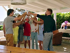 フェラチオ, 彼氏, 茶髪の, 顔射, なめる, 馬乗り, 驚き, オッパイの