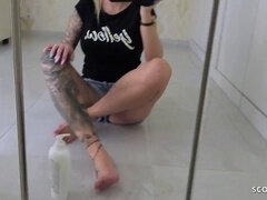 18, 素人, 汚れた　, 足, ドイツ人, タトゥー, ティーン