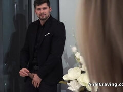 In den arsch, Blondine, Blasen, Schwanz, Hardcore, Hd, Rau, Sekretärin