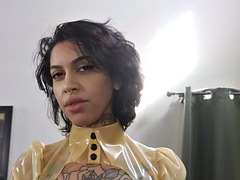 Schwarz, Schwarz, Weibliche domination, Fetisch, Handschuhe, Latex, Tätowierung, Spielzeuge
