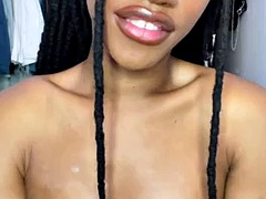 Chica, Belleza, Verga grande, Negro, Amarrada, Ébano, Transexual, Solo