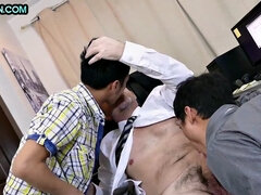 Cute Asian amateur twinks fucked in office by DILF
