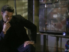 Adriana Sage and Felecia Danay wear metal bras and fuck with strapons.