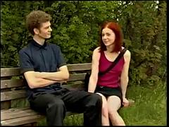 Spermaladung, Doppelpenetration, Deutsch, Im freien, Rotschopf, Flotter dreier, Titten, Vintage