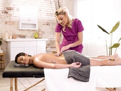 浮気者, 異人種間, レズビアン, なめる, マッサージ, オマンコ, ショートヘア, 三人