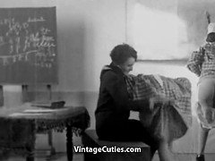 Hairy Hottie Fucks for a Good Grade (1920s Vintage)