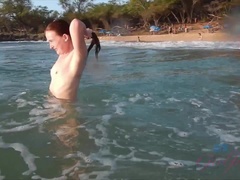 Amateur, Playa, Bikini, Pequeña, Pov, Público, Coño, Tetas