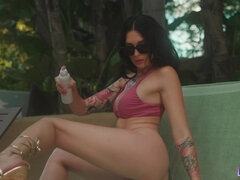 Big tits, Blowjob, Brunette, Licking, Petite, Pussy, Reality, Skinny