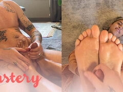 Leie, Grosser schwanz, Grosse titten, Paar, Schwarz, Fussjob, Hd, Masturbation