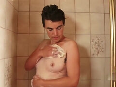 Süss, Schwanz, Frau, Hd, Natürlich, Orgasmus, Dusche, Solo
