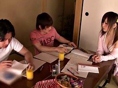 彼女, グループ, 日本人, 下着, ピグテール, ティーン