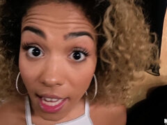 Shopping For A Big Dick - POV blowjob by pretty ebony chick with small tits Xianna Hill (with Tyler Steel)