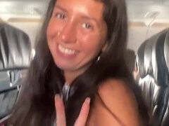 Минет, Застукали, Член, Эксгибиционист, На публике, Стюардесса, Молоденькие, Сиськи