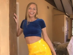 A blonde with a small ass is getting her tight pussy rammed