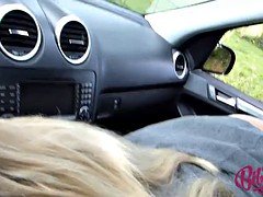 German super slut Bibi teases her cunt and has a fuck session near a field