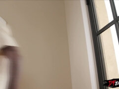 My sister is banging this hot black dude and I've always wondered if he has a large cock. Today I saw his cock and I am not surprised! It's 