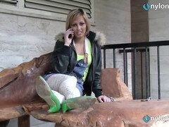 Ноги, Фут фетиш, Каблуки, Нейлон, Спандекс, Чулки, Дразнящие, Молоденькие