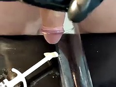Leie, Grosser schwanz, Crossdresser, Fetisch, Handschuhe, Handjob, Latex, Masturbation