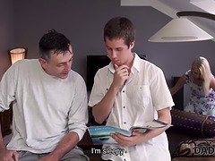 Naughty angel Dream Nikki gets her tight pussy drilled by her horny daddy while her boyfriend watches in awe