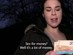 Amber Nevada gets paid for sex by a Spanish Student in public for a quick buck