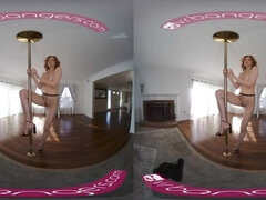 VR BANGERS Redhead Babe Maitland Ward Striptease VR Porn