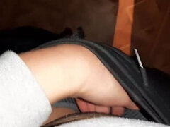 Caught Stranger Masturbating in Public Toilet - Hairy Brunette Pussy & Real Orgasm