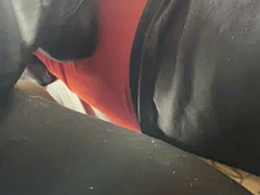 Lump rubbing in sexy boots with light cucking