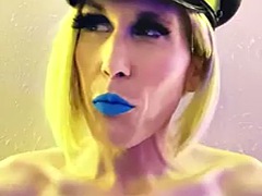 ブロンド, 女装男装, ヒール, 下着, オナニー, シーメール, 一人, オッパイの