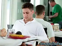 Step-mom blows under table