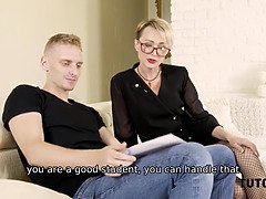 Blowjob, Cougar, Couple, Fetish, Mature, Milf, Stockings, Student