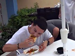 Boys joined hotdog challenge and babes flash tits for money
