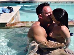 Big tits, Blowjob, Brunette, Cumshot, Licking, Outdoor, Riding, Shaved
