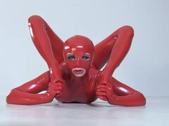 Flexible Slut In A Red Latex Catsuit - Flexible