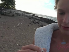 Leie, Strand, Bikini, Blasen, Fingern, Freundin, Orgasmus, Im freien