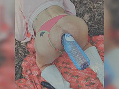 Arsch, Schönheit, Doppelpenetration, Einschiebung, Lingerie, Im freien, Transfrau, Solo