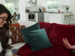 茶髪の, 大学生, レズビアン, なめる, オマンコ, 三人